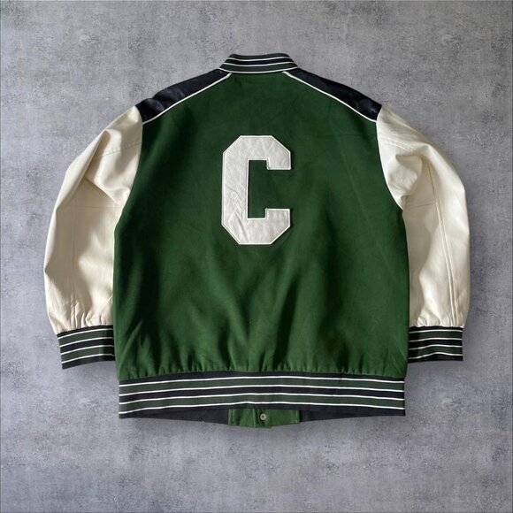Vintage Green and Cream Varsity Jacket - Picture 3 of 5